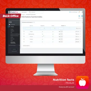 Module valeurs nutritionnelles Prestashop