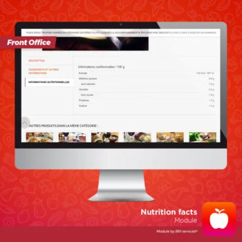 Module valeurs nutritionnelles Prestashop - resultat front